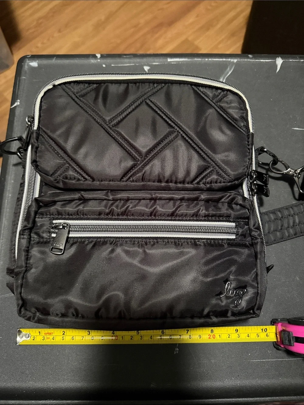 lug Black Wrangler Quilted Crossbody Organizer Bag